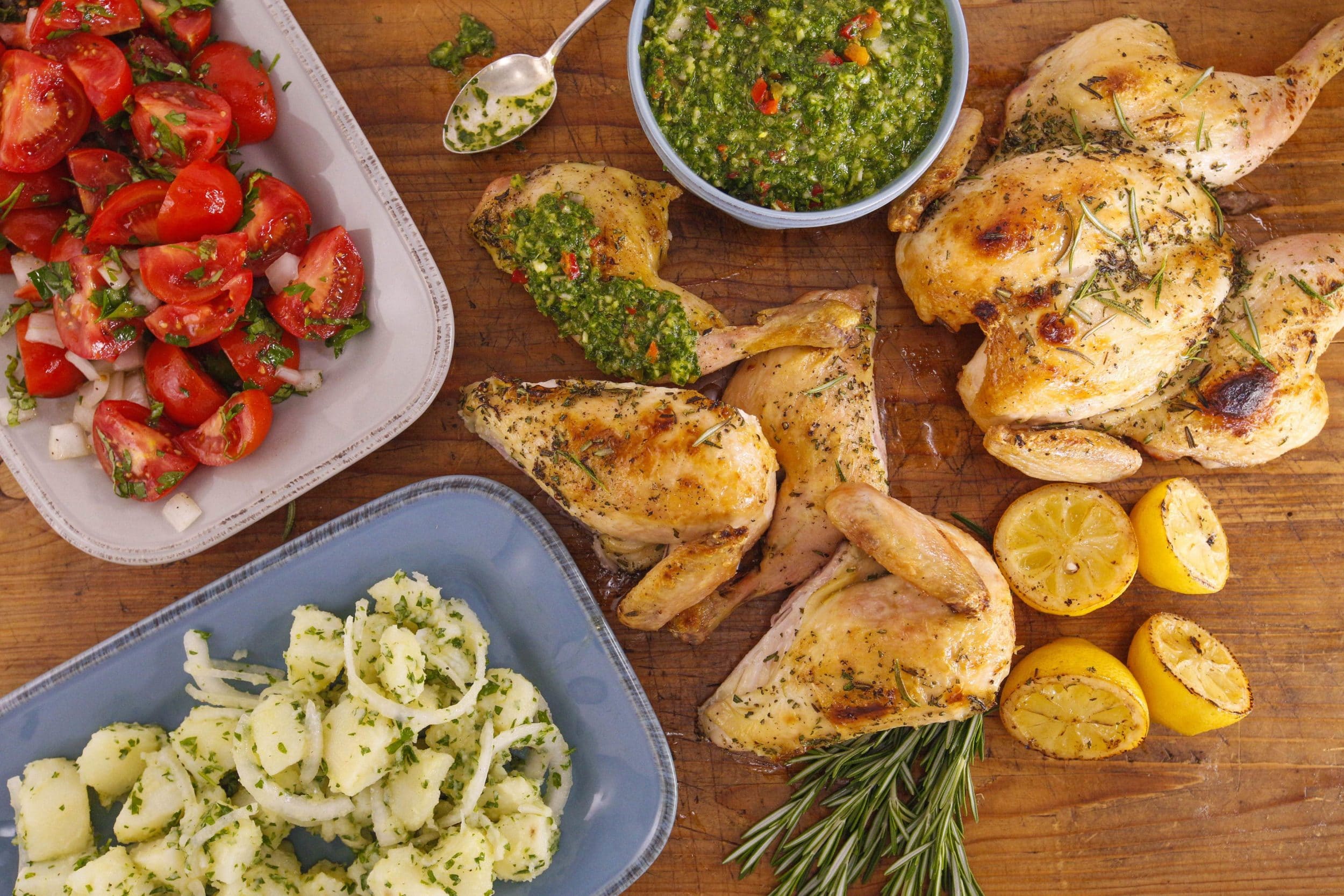 Garlicky Spatchcock Chicken with Parsley Chimichurri