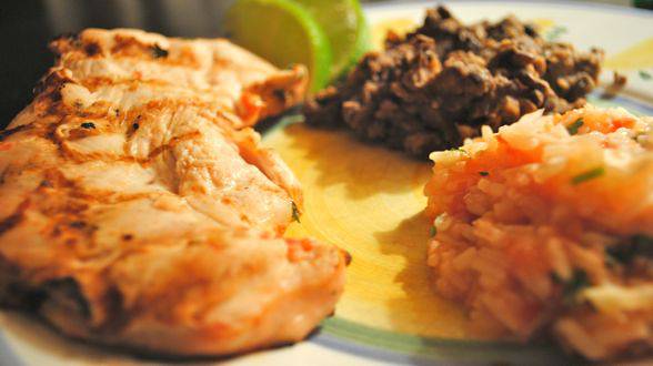 Salsa-Marinated Chicken with Mexican Rice