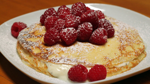 Raspberries and Yogurt with Buttermilk Crepes