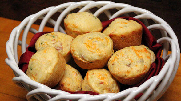 Corn Muffins with Bacon Bits and Cheddar Cheese