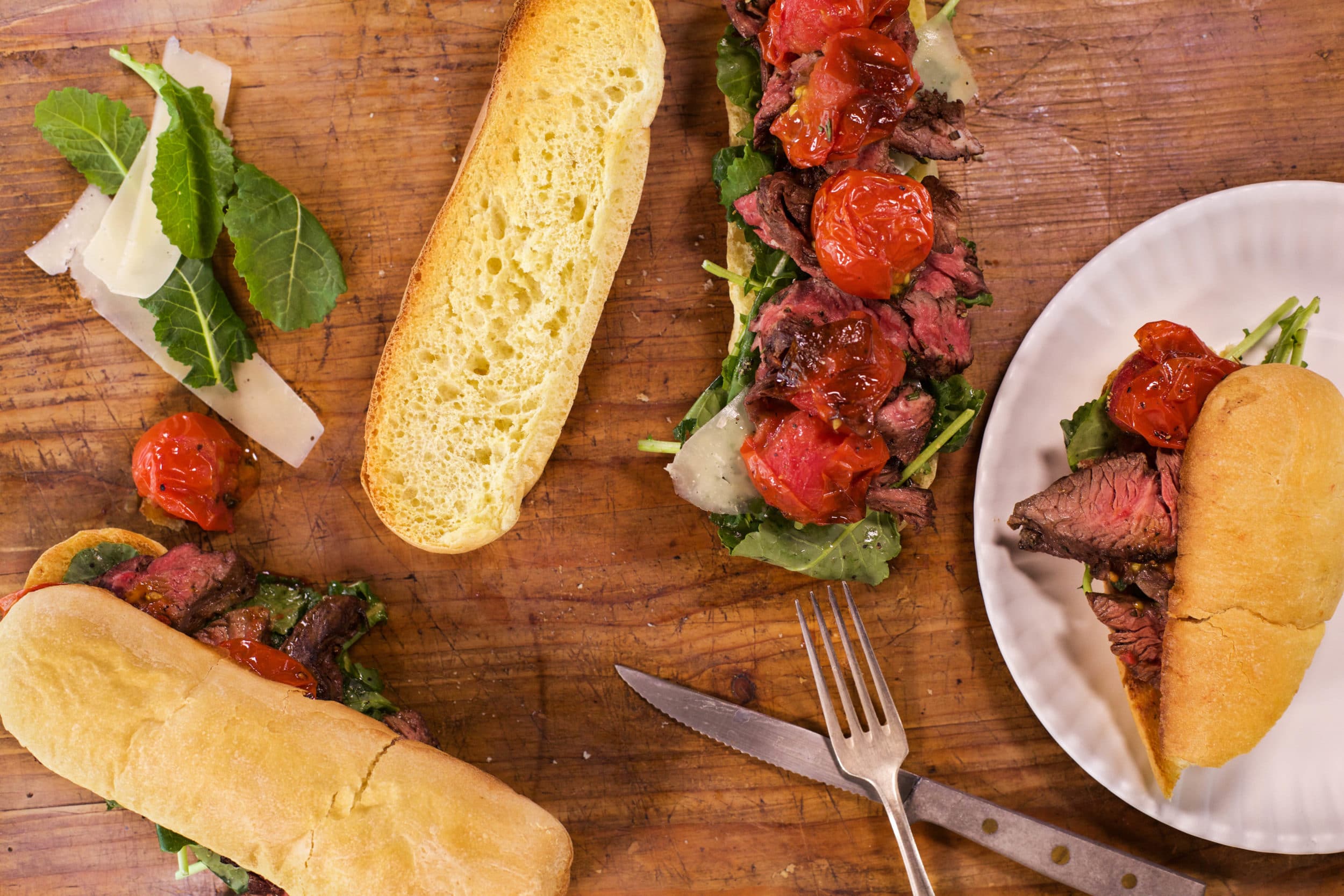 Sliced Steak Sandwiches with Roasted Tomatoes