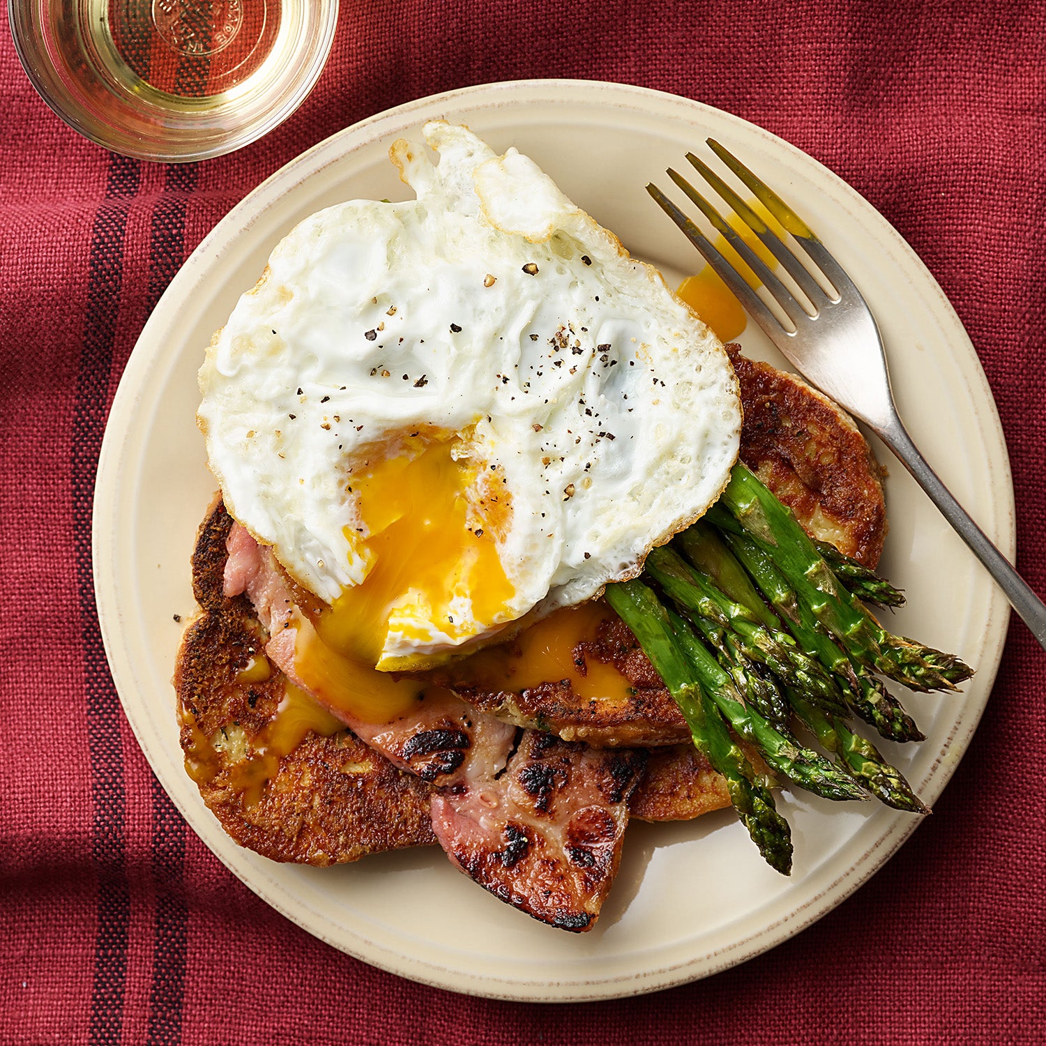 "Parm French Toast with Ham & Roasted Asparagus" – Rachael Ray