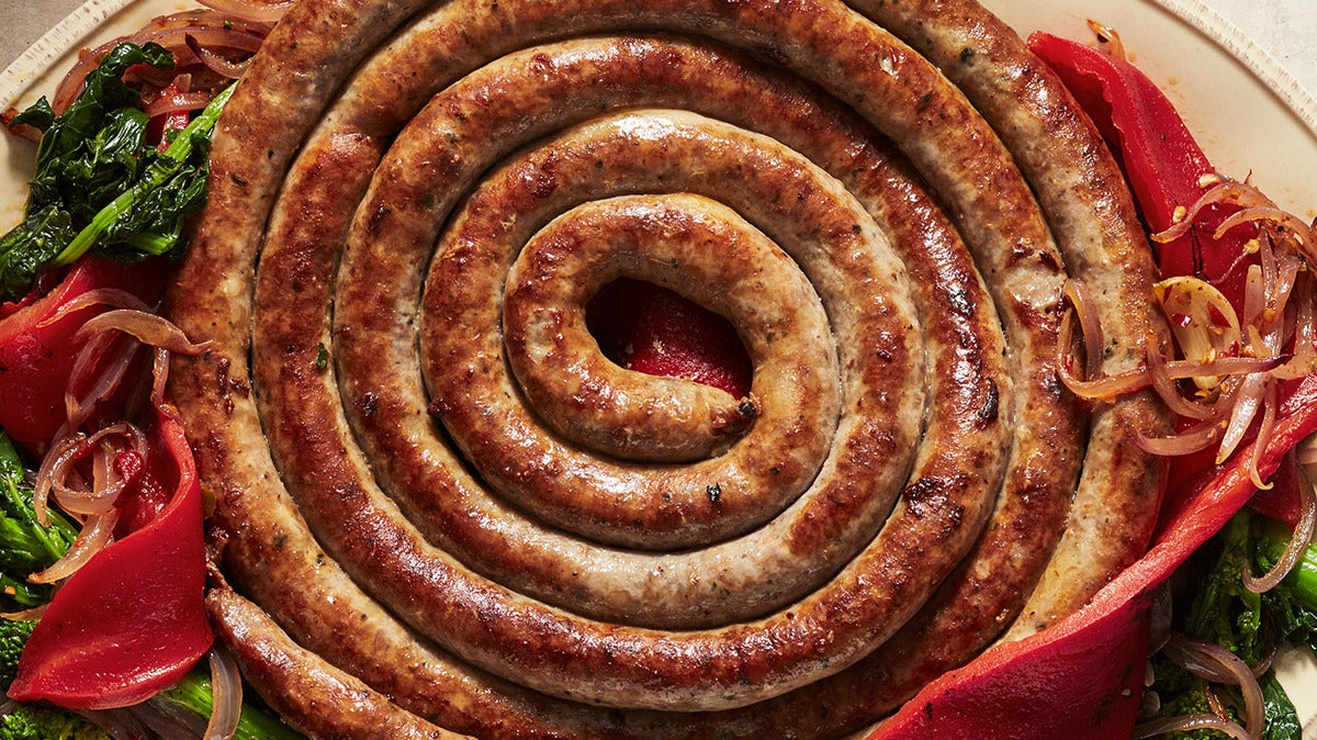 "Rope Sausage with Roasted Peppers & Broccoli Rabe" – Rachael Ray