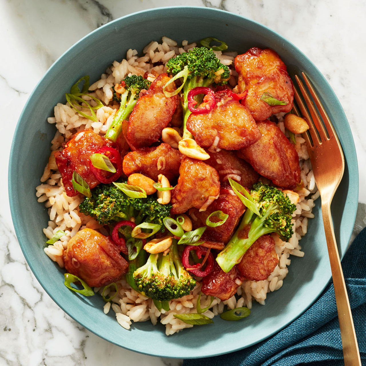 "Orange Chicken with Broccoli &amp; Peanuts"
    
    
    
      &ndash; Rachael Ray