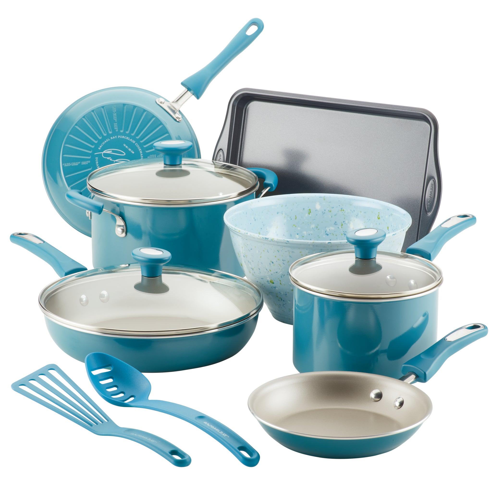 12-Piece Nonstick Cookware Set | Agave Blue