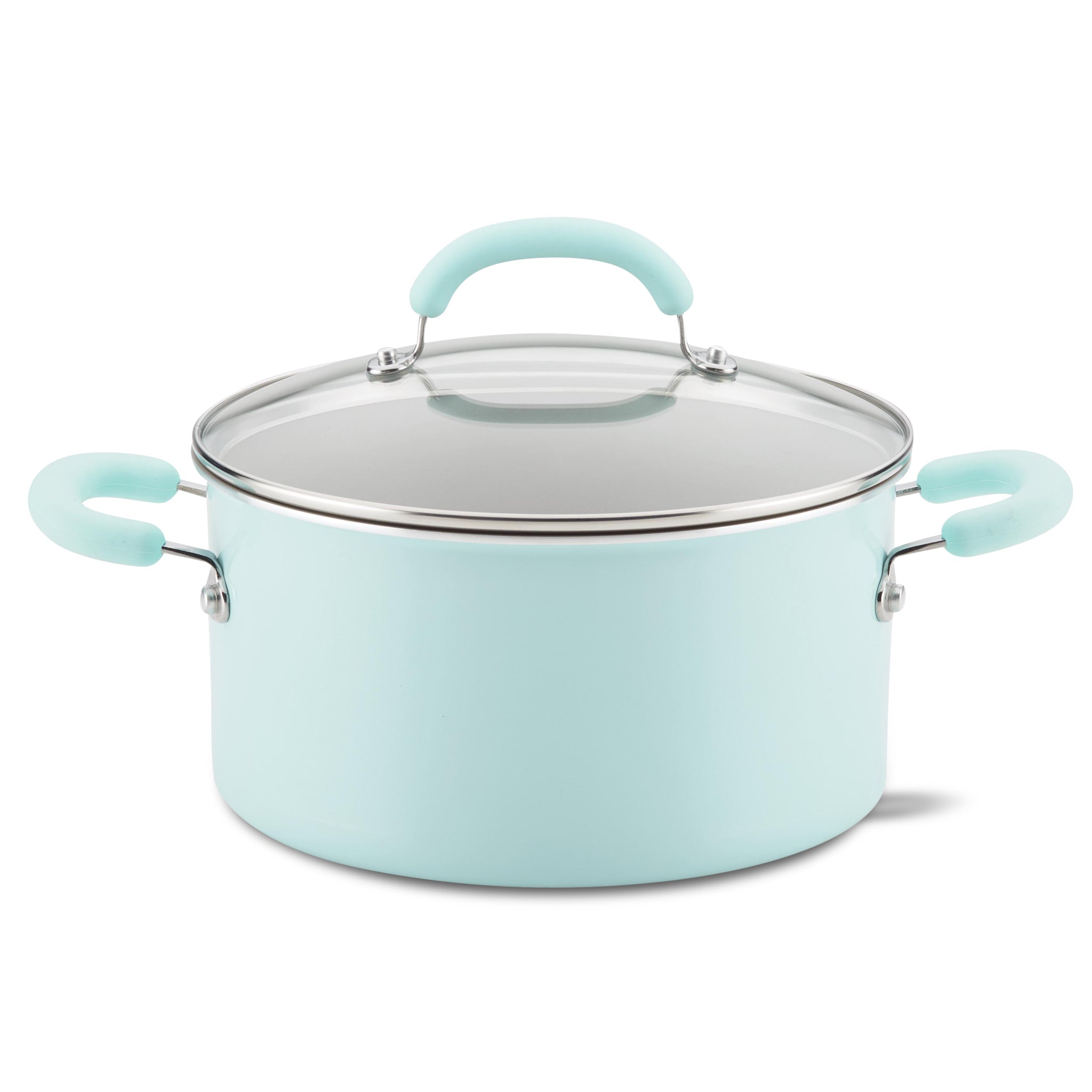 Rachael Ray 5-Quart Nonstick Induction Dutch Oven with Lid, Aluminum, Teal, Create Delicious Collection
