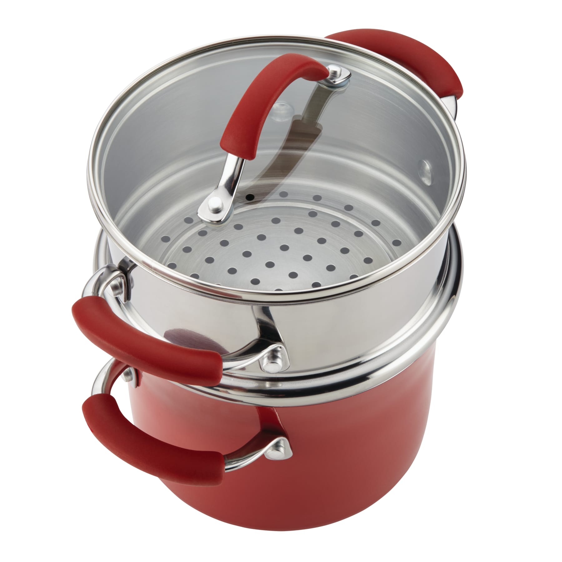 Cookware 3-Quart Covered Steamer Set | Cranberry Red