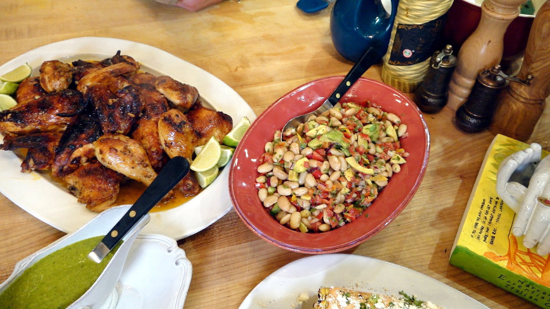 Peruvian-Style Chicken with Pepper-Herb Sauce and Peruvian-Style Bean Salad