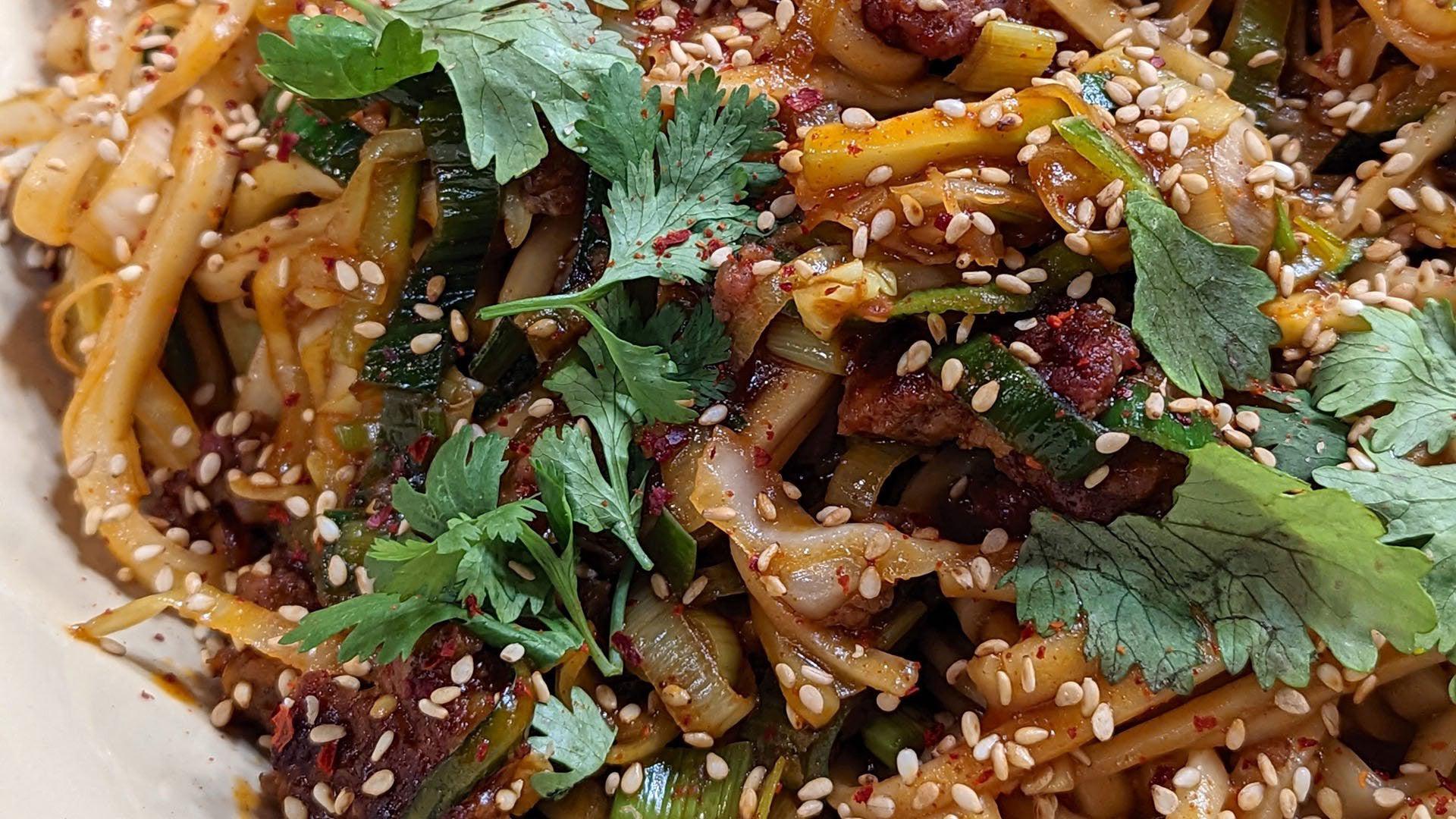 Korean-Style Noodles with Veggies and Spicy Sausage | MYOTO Recipe