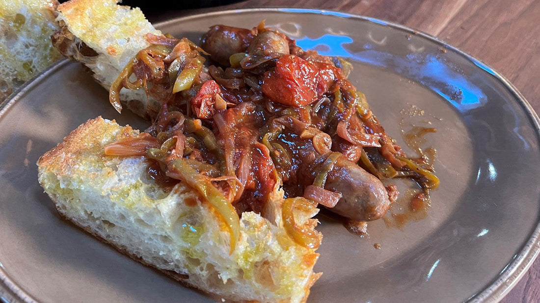 Italian Sausages with Sweet and Sour Peppers and Onions (Agrodolce)
