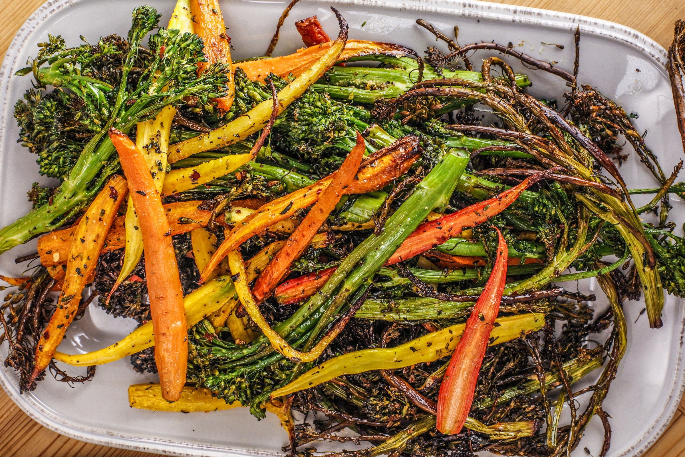 Rachael's Roasted Broccolini and Baby Carrots