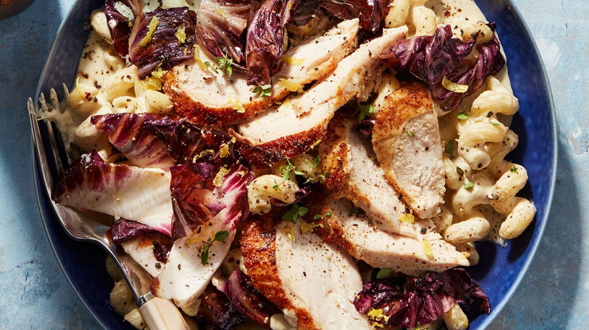 Artichoke Pasta with Chicken & Radicchio