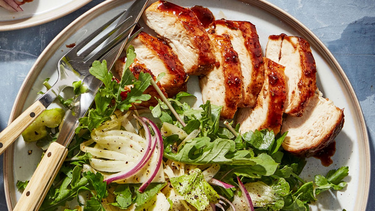 Balsamic-Glazed Chicken with Fennel & Celery Slaw