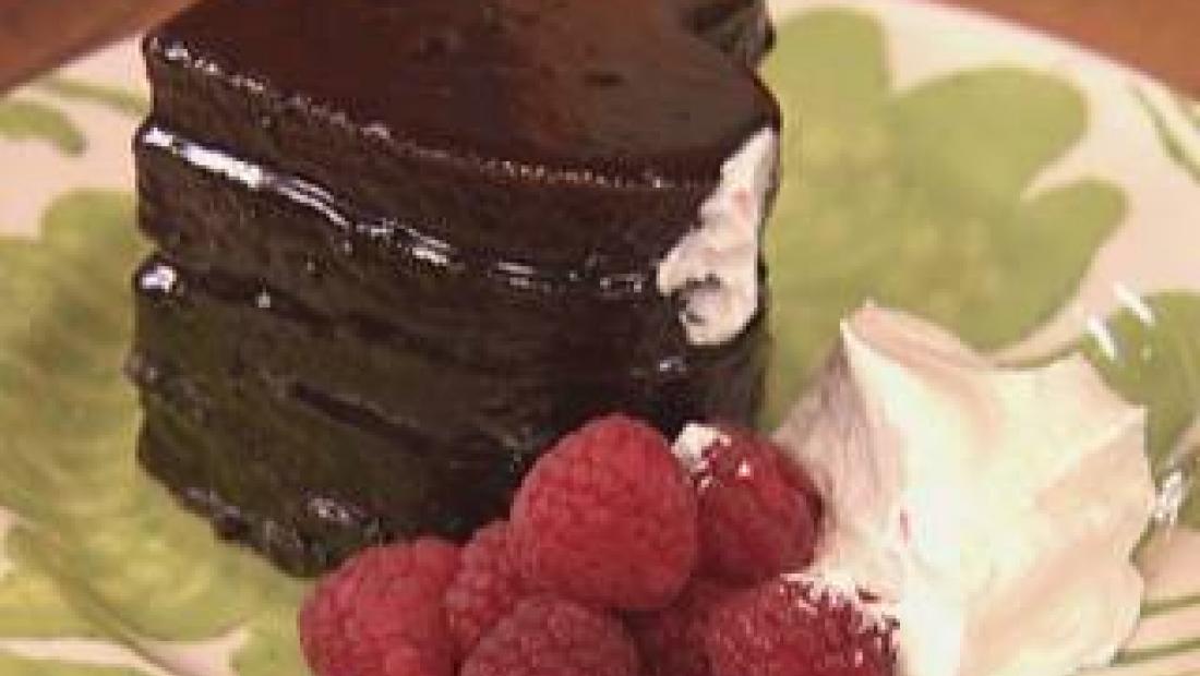 Chocolate-Glazed Cake Towers