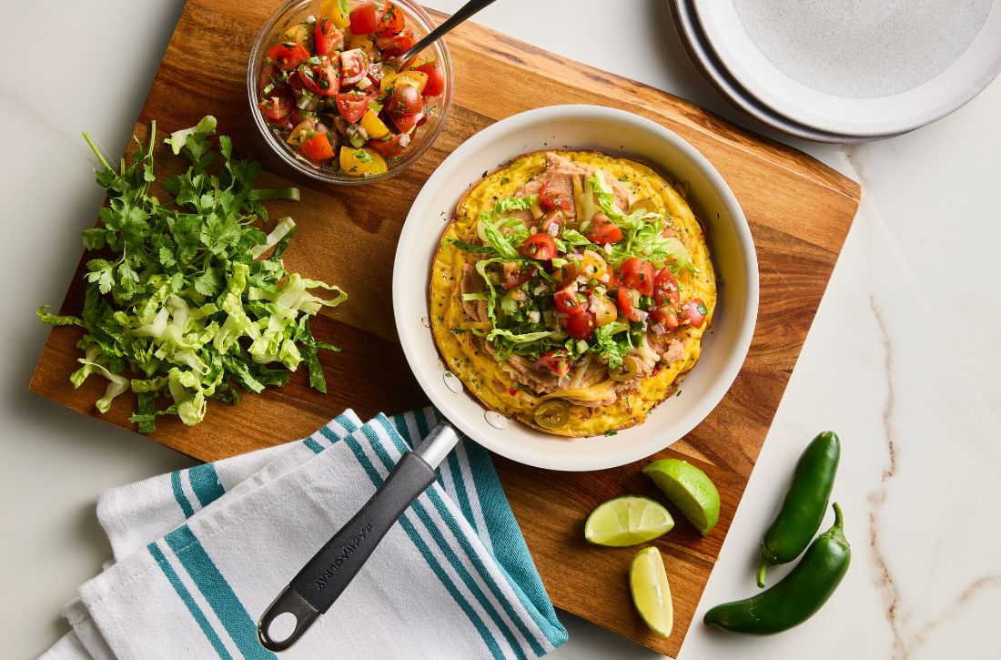 Egg Tostada-Frittata with Rainbow Tomato Salsa