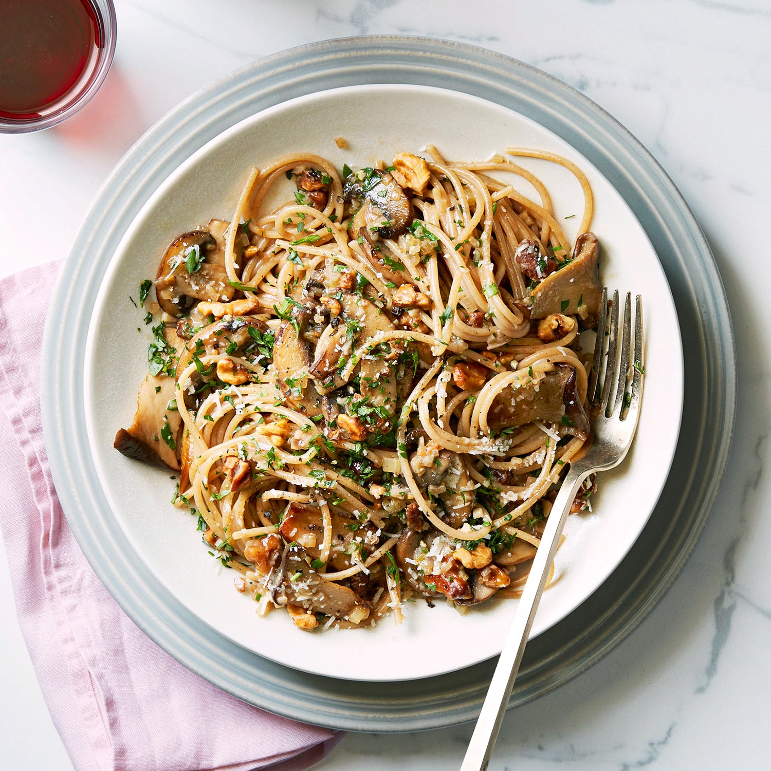 Farro Pasta with Mushroom Ragu & Walnuts