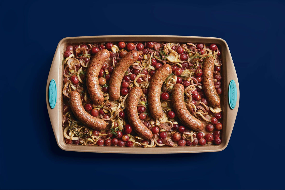 Roasted Sausages with Grapes