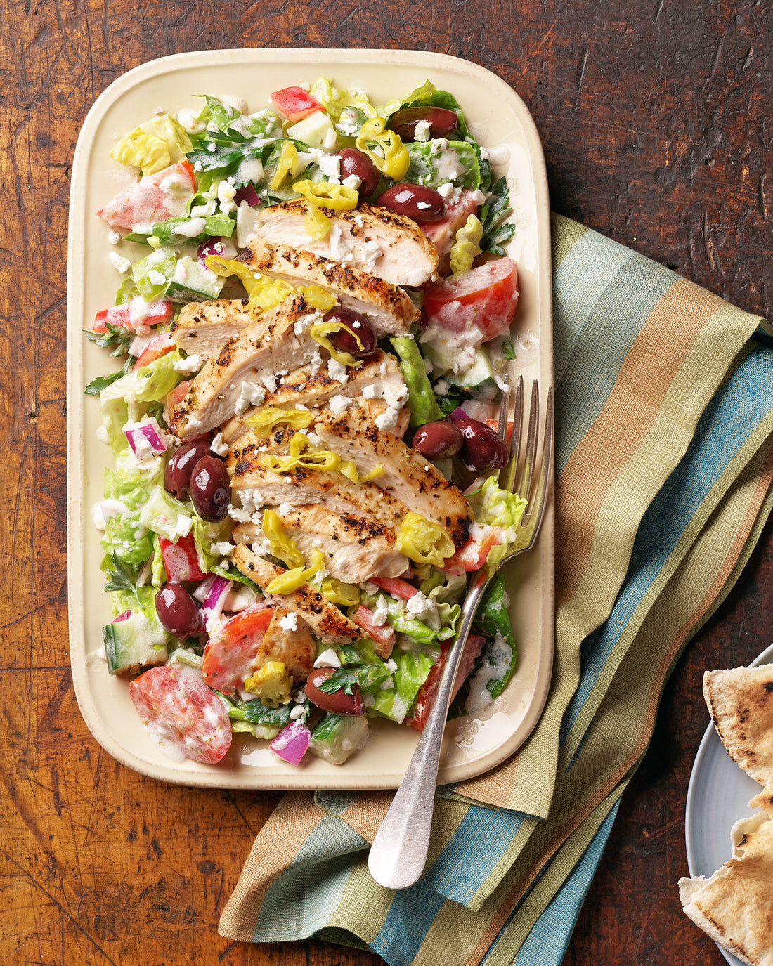 Go-Greek Grilled-Chicken Salad with Creamy Dressing