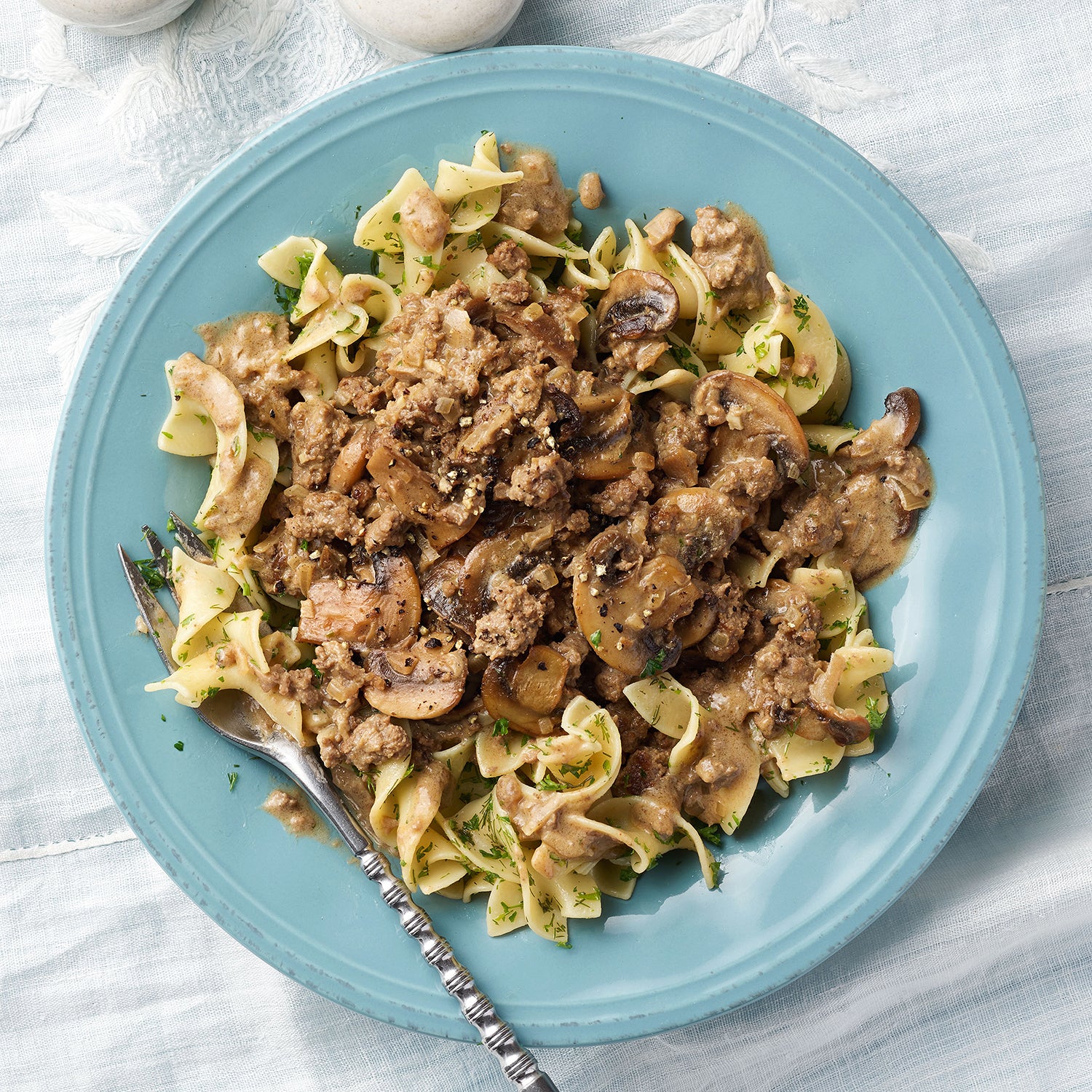 Hamburger Helper Upgrade: Ground Sirloin & Porcini Stroganoff with Buttery, Herby Egg Noodles