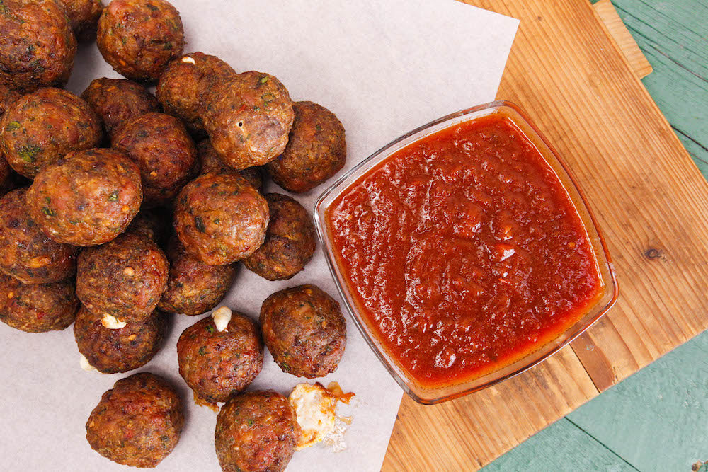 Hot Sausage and Beef "Pizzaiola" Meatballs