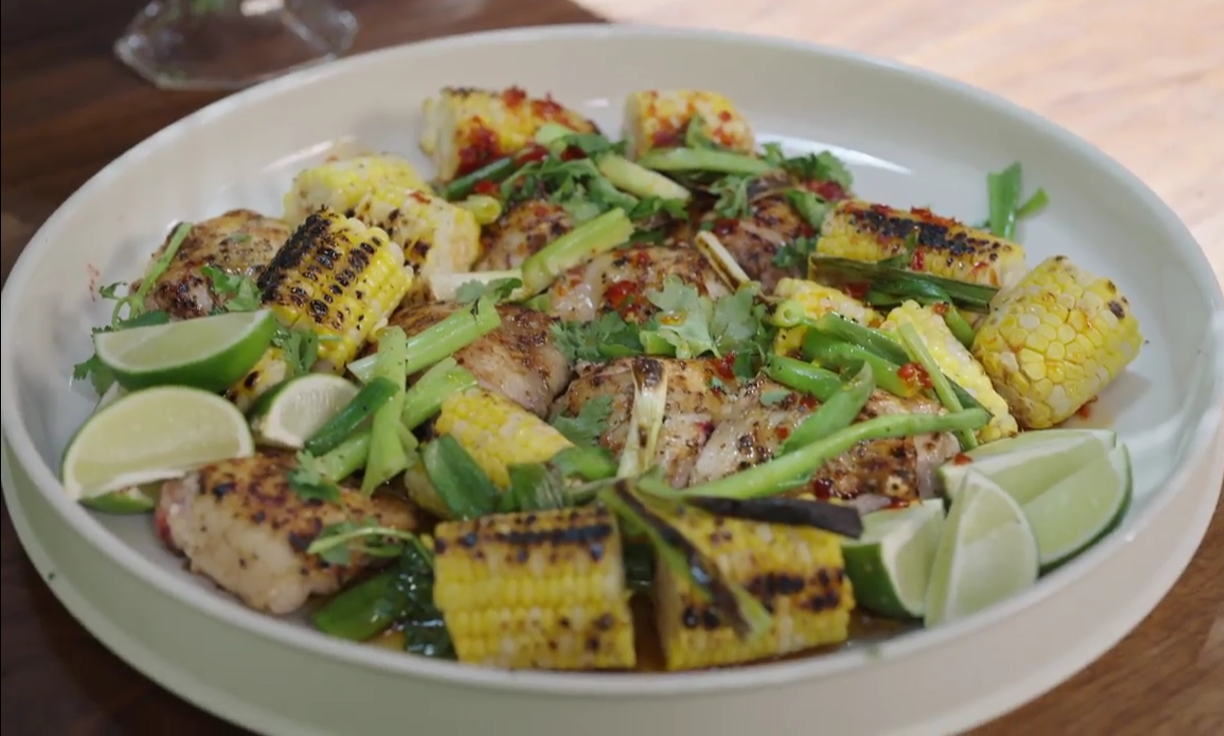 Hot Honey Chicken with Corn