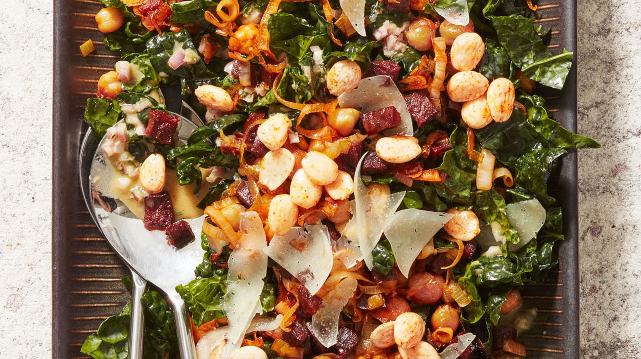 "Kale Salad with Chorizo, Leeks & Garbanzos" Rachael Ray