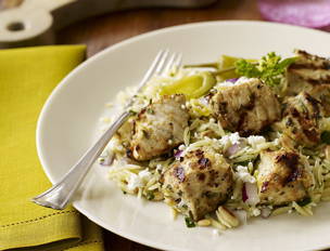 Greek Mixed Grill Kebabs and Pine Nut-Orzo Salad