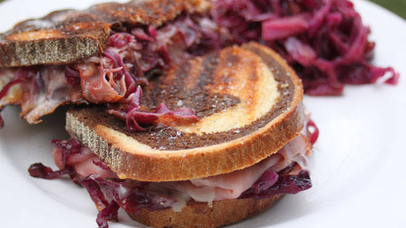 Open-Face Reubens with Red Cabbage Slaw