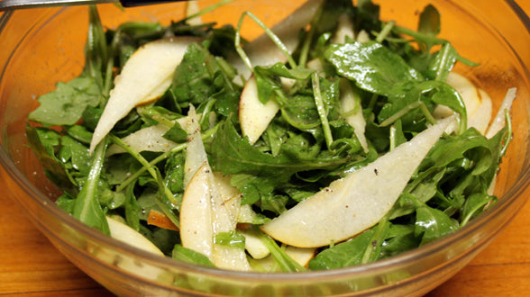 Honey Mustard-Dressed Greens with Apple and Pear