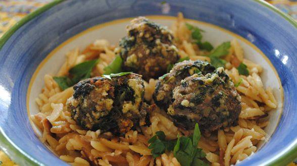 Greek Meatballs and Toasted Orzo