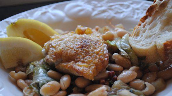 Chicken Thighs with Escarole and White Beans