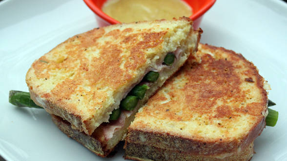 Egg-Battered Asparagus, Ham and Cheese Sandwiches