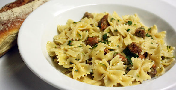 Farfalle with Hot Sausage and Zucchini