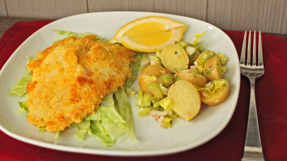 Gluten-Free Fish Fry with Potato Salad
