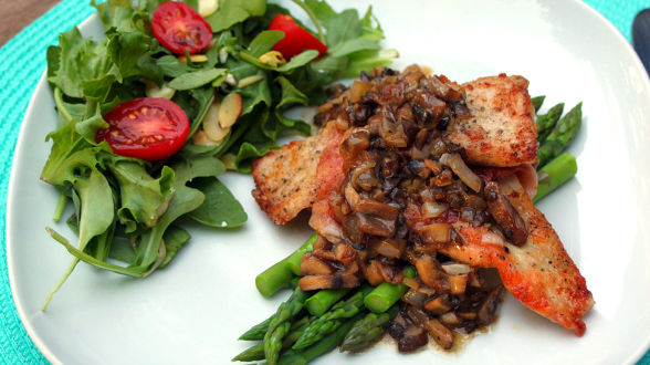 Veal Saltimbocca with Marsala Mushrooms and Asparagus
