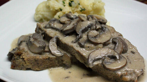 Meatloaf with Smothered Mushrooms and Cheesy Cauliflower
