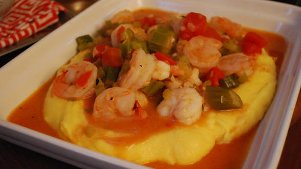 Creamy "Grits" with Creole Shrimp