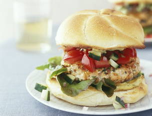 Salmon Burgers with Dill Mustard