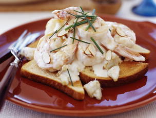 Seafood Newburg on Buttered Toast Points