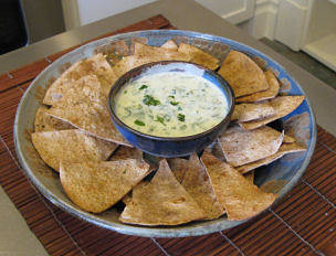 Spicy Whole Wheat Chips with Green Yogurt Dip