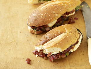 Grilled Eggplant Subs with Mozzarella and Tomato Jam