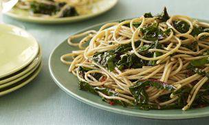 Garlic and Oil Spaghetti with Greens