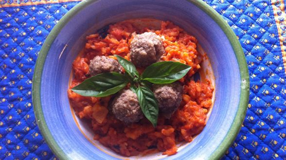 Tastes-Like-Spaghetti Mini Meatball Risotto