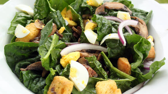 Spinach Salad on Garlic Croutons