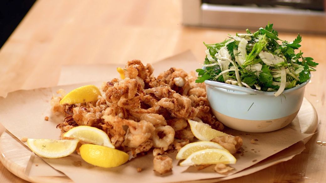Easy Fried Calamari with Fennel-Celery Salad