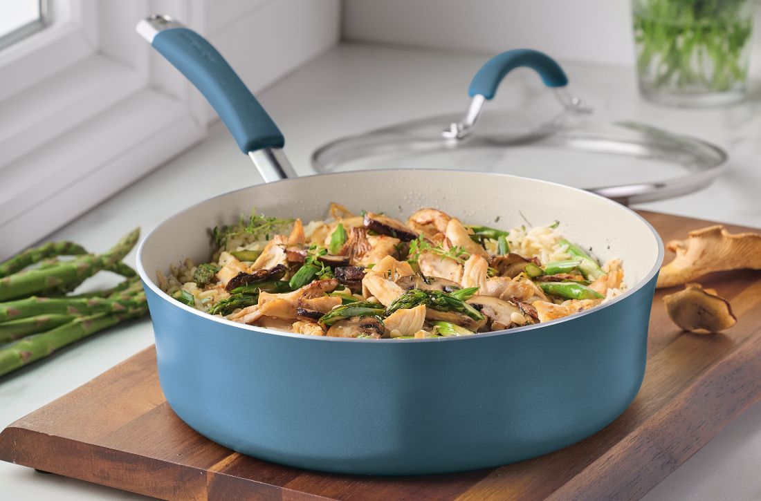 Mushroom, Asparagus, Chicken Sauté with Rice Pilaf