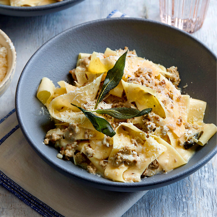"Pappardelle with Brown Butter Meat Sauce & Crispy Sage" Rachael Ray