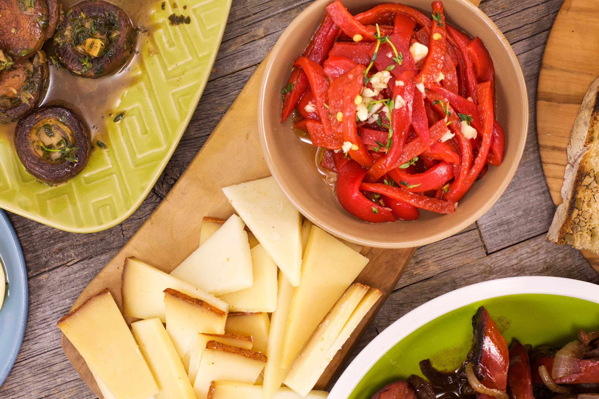 Paprika Manchego with Pequillo Peppers and Spanish Olives