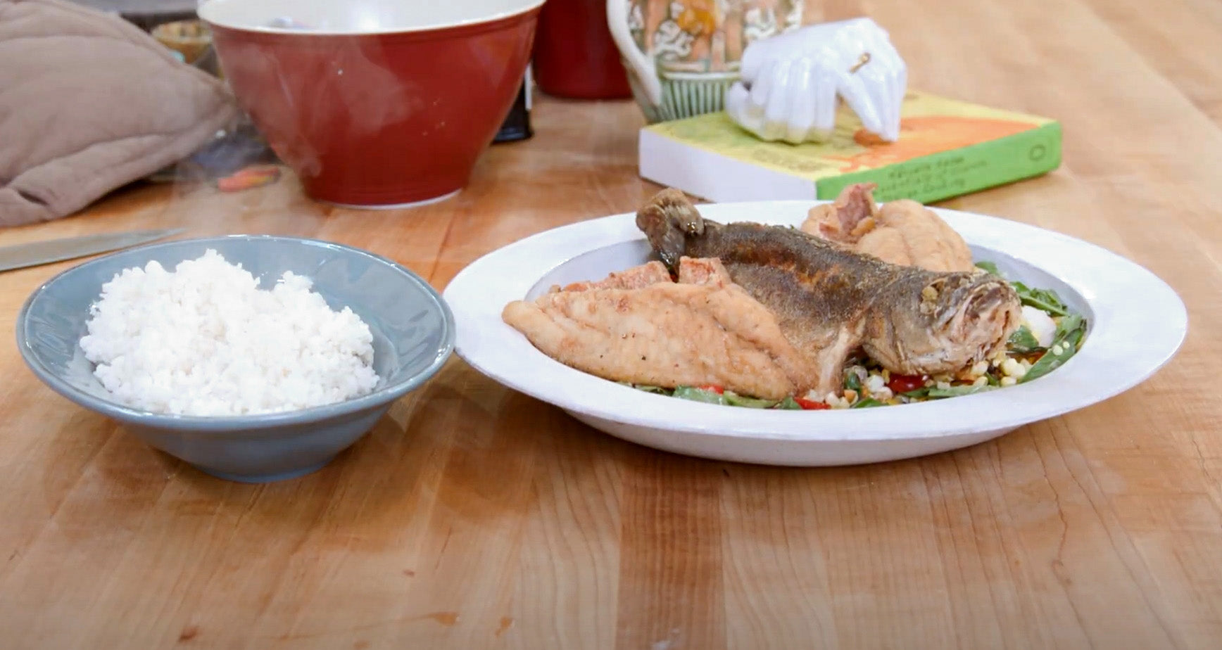 Rachael Ray's Meals in Minutes Crispy Thai Fish with Salad and Salty-Sweet Dressing Recipe