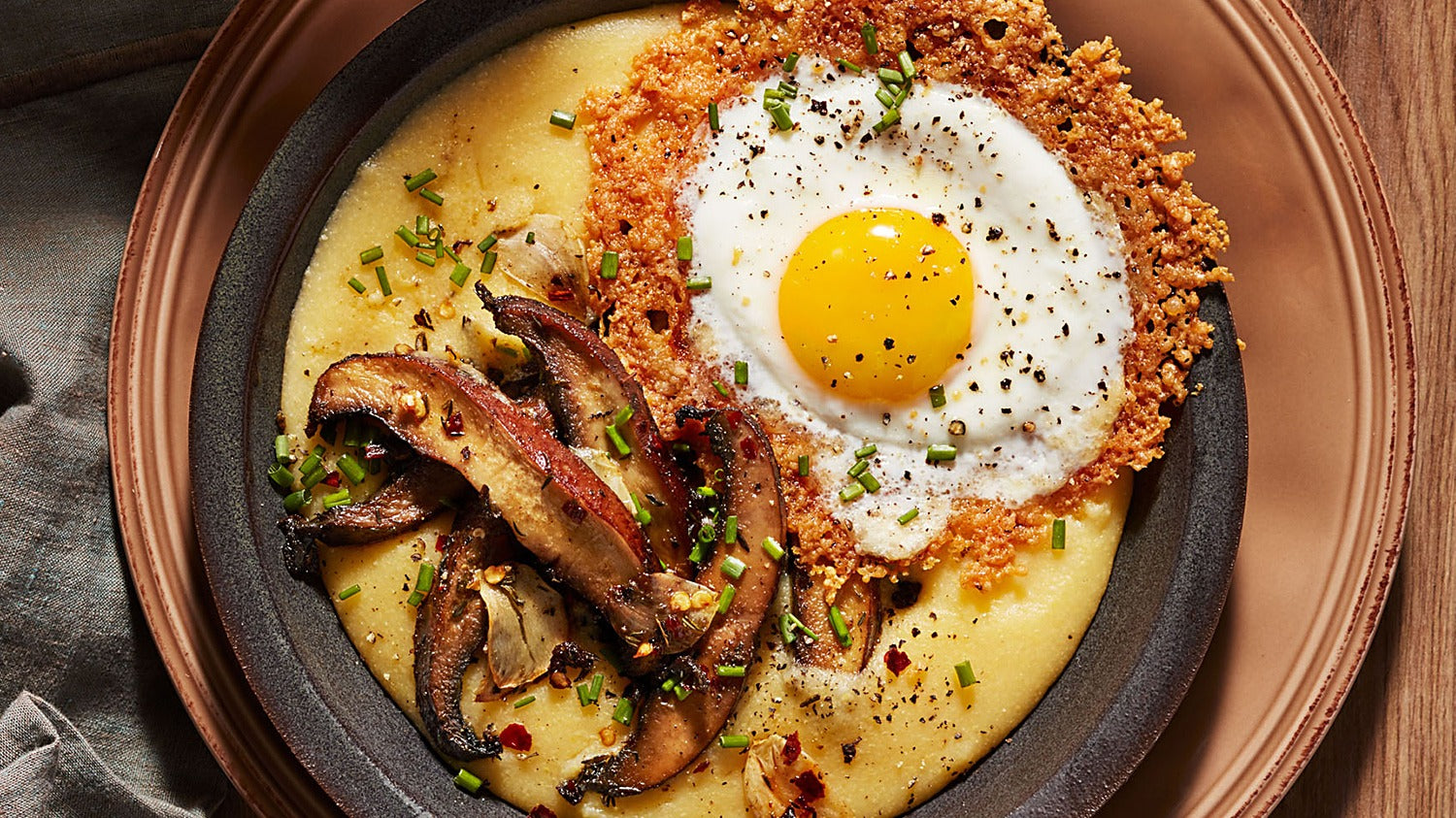 Rachael Ray's Cheesy Polenta with Frico Eggs